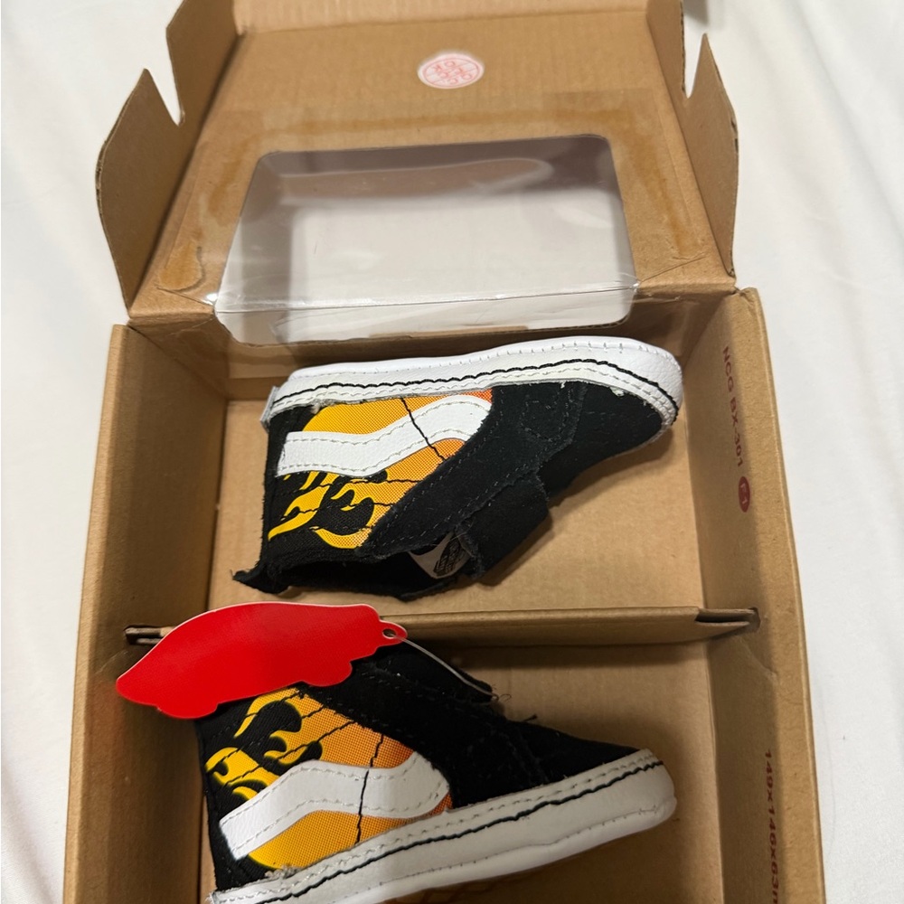 Vans Black and Orange Kids Sneakers